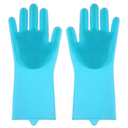 2PCS Cleaning Sponge Gloves Multifunction Silicone Cleaning Magic Gloves Dish Washing Gloves For Kitchen Household Plate Washing  Reusable Cleaning Gloves For Housework