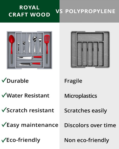 Silverware Drawer Organizer, Gray (9 Slots)